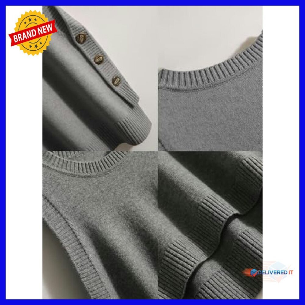 Sleeveless Ribbed Sweater Vest Crew Neck Loose Fit Pullover Top - Picture 6 of 8